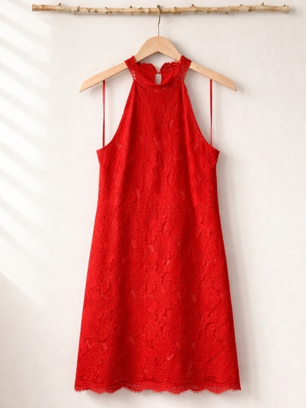 Sans Souci Red Lace Halter Mini Dress